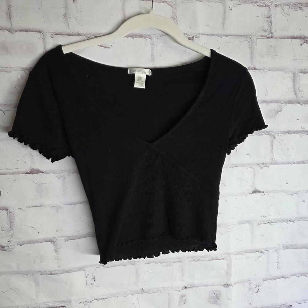 Black V Neck Crop
